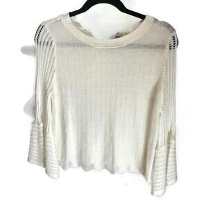 Alya Knitted Crop Sweater Bell Sleeves Small Keyhole